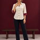 Classic Off-White Cotton Shirt with Maroon Printed Placket & Contrast Sleeve Cuffs — front view