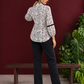 White Cotton Shirt with Warli Print, Mandarin Collar & Crochet Trimmed Full Sleeves — back view