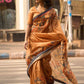 Classic Mustard Art Silk Saree with Traditional Kalamkari Print