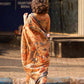 Classic Mustard Art Silk Saree with Traditional Kalamkari Print