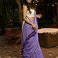 Elegant lilac cotton saree with golden accents and soft handcrafted sophistication
