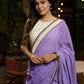 Elegant lilac cotton saree with golden accents and soft handcrafted sophistication