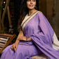 Elegant lilac cotton saree with golden accents and soft handcrafted sophistication