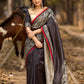 Bold Black Art Silk Saree with Traditional Printed Border & Statement Pallu
