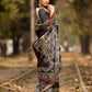 Bold Black Art Silk Saree with Traditional Printed Border & Statement Pallu