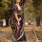 Bold Black Art Silk Saree with Traditional Printed Border & Statement Pallu