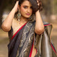 Bold Black Art Silk Saree with Traditional Printed Border & Statement Pallu