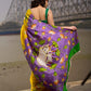 Mustard & Purple Tussar Silk Saree with Handcrafted Floral Motifs