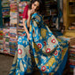 Heritage Blue Tussar Silk Saree with Bold Kalamkari Motifs