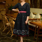 Noir Loom Jamdani Pleated Dress with Chic Belt