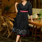 Noir Loom Jamdani Pleated Dress with Chic Belt