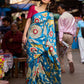 Heritage Blue Tussar Silk Saree with Bold Kalamkari Motifs