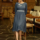 Grey Grace Gathered Flowy Dress with Hand-Painted Bird & Contrast Belt