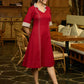 Elegant Maroon Cotton Lapel Dress with Contrast Ajrakh Accents