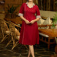 Elegant Maroon Cotton Lapel Dress with Contrast Ajrakh Accents