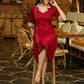 Elegant Maroon Cotton Lapel Dress with Contrast Ajrakh Accents