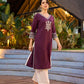 Elegant Purple Cotton Kurta with Intricate Contrast Thread Embroidery & Minimal Embellishment