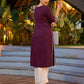 Elegant Purple Cotton Kurta with Intricate Contrast Thread Embroidery & Minimal Embellishment