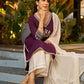 Elegant Purple Cotton Kurta with Intricate Contrast Thread Embroidery & Minimal Embellishment