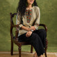 Elegant Olive Gold Cotton Silk Mirror Work Top