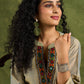 Elegant Olive Gold Cotton Silk Mirror Work Top