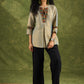 Elegant Olive Gold Cotton Silk Mirror Work Top