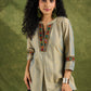 Elegant Olive Gold Cotton Silk Mirror Work Top