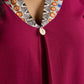 Vibrant Magenta Cotton Top With Traditional Hand Painted Madhubani Details.