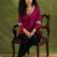 Vibrant Magenta Cotton Top With Traditional Hand Painted Madhubani Details.