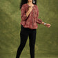 Smart Maroon Cotton Ajrakh Bomber Top