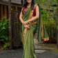 Exclusive green tissue saree with hand painted kalamkari borders & maharashtrian khun border