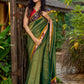 Exclusive green tissue saree with hand painted kalamkari borders & maharashtrian khun border