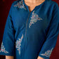 Contemporary peacock Cotton-Silk machine applique kurta - Pant and Dupatta optional