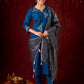 Contemporary peacock Cotton-Silk machine applique kurta - Pant and Dupatta optional