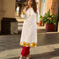 Graceful Ivory Kurta Featuring Statement Mustard Appliqué Florals on Hem & Cuffs