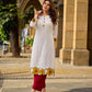 Graceful Ivory Kurta Featuring Statement Mustard Appliqué Florals on Hem & Cuffs
