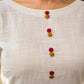Graceful Ivory Kurta Featuring Statement Mustard Appliqué Florals on Hem & Cuffs