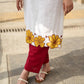 Graceful Ivory Kurta Featuring Statement Mustard Appliqué Florals on Hem & Cuffs