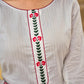 Breezy White Self-Stripe Cotton Kurta with Hand-Embroidered Floral Placket & Sleeves