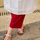 Breezy White Self-Stripe Cotton Kurta with Hand-Embroidered Floral Placket & Sleeves