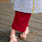 Classic White Ikat Cotton Kurta with Multicolor Butti & Contrast Yellow Highlight