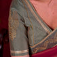 Soft Sage Chanderi Blouse with Artisanal Embroidered Sleeves and Princess Cut Design