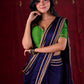 Royal Navy Silk Blend Ready To Wear Saree Adorned with Subtle Golden Lace