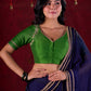 Royal Navy Silk Blend Ready To Wear Saree Adorned with Subtle Golden Lace