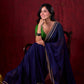 Royal Navy Silk Blend Ready To Wear Saree Adorned with Subtle Golden Lace