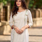 Simple White Cotton Kurta with Hakoba Panel & Hand Painted Border