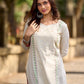 Simple White Cotton Kurta with Hakoba Panel & Hand Painted Border