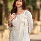 Simple White Cotton Kurta with Hakoba Panel & Hand Painted Border