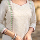 Simple White Cotton Kurta with Hakoba Panel & Hand Painted Border