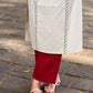 Simple White Cotton Kurta with Hakoba Panel & Hand Painted Border